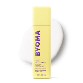 BYOMA cleanser front packaging showing bottle and branding, hydrated skin benefit