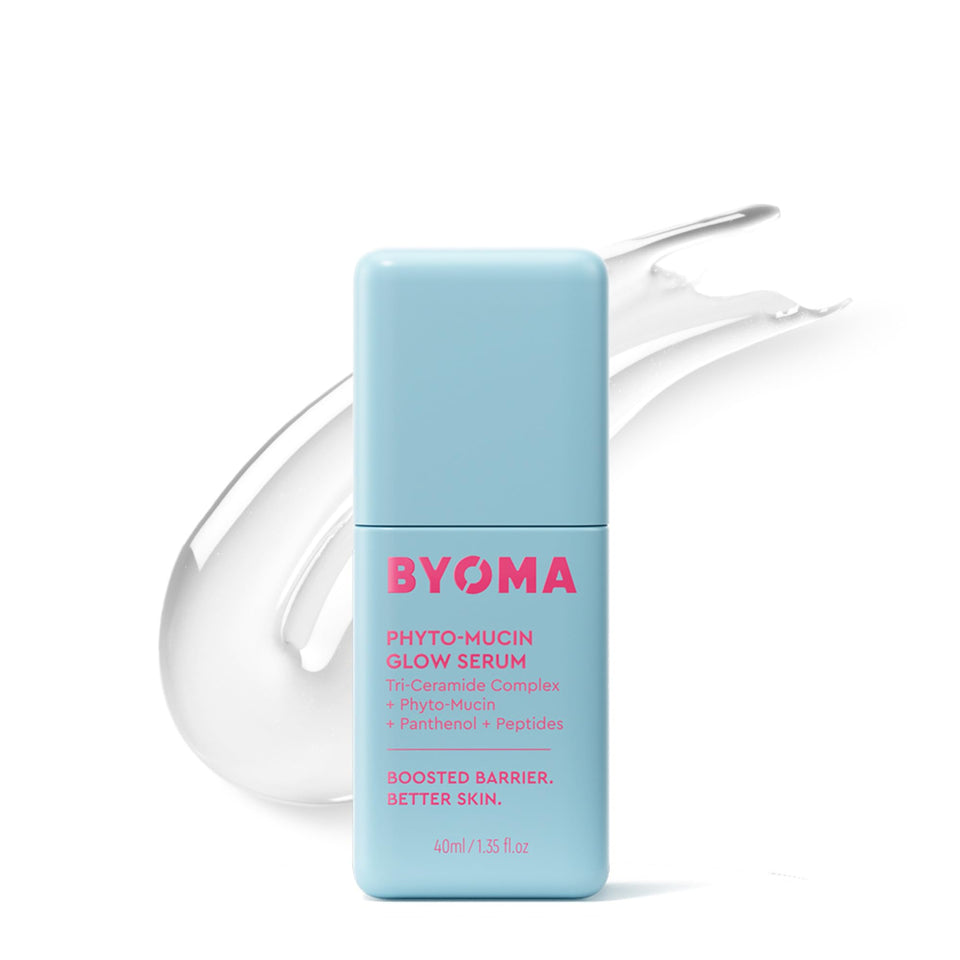 BYOMA front bottle shot showing clean packaging and glow benefits
