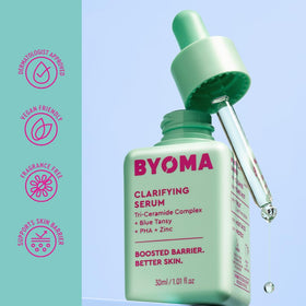 BYOMA serum application on hand demonstrating easy absorption and calming effect