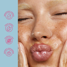 BYOMA serum being applied to hand showing immediate smoothing effect