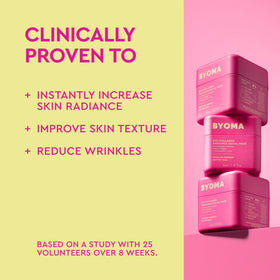 BYOMA sheet application on face illustrating even coverage and glowing finish