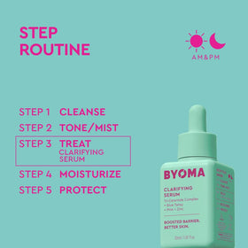 BYOMA 1.01 fl oz bottle next to ruler for clear size and travel-friendly benefit