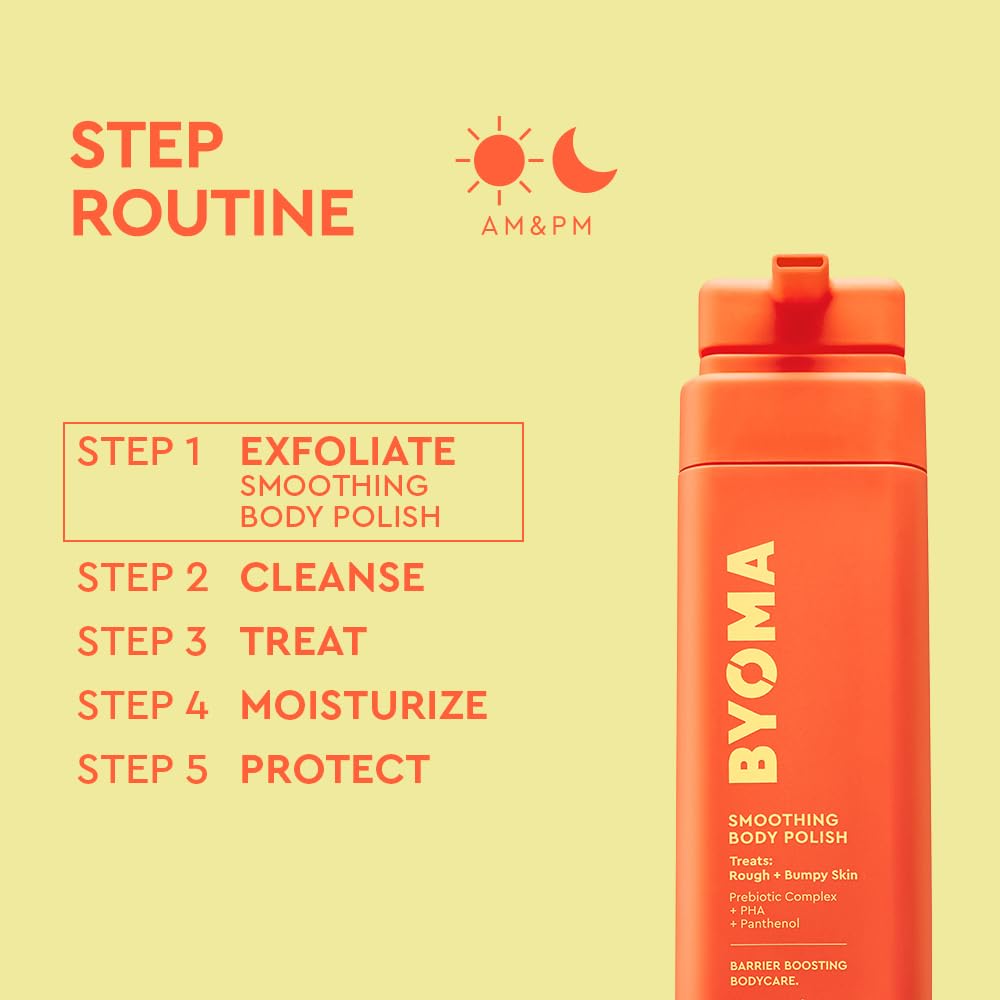 BYOMA bottle in hand to illustrate the 10.14 fl oz scale
