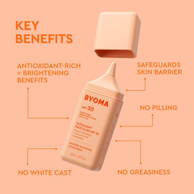 BYOMA pump dispensing naturally tinted pink fluid for no white cast