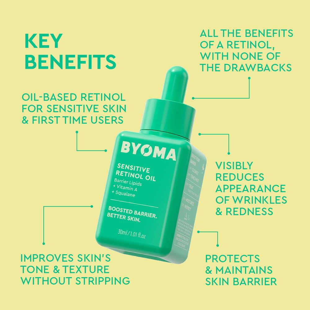 BYOMA oil texture on skin showing lightweight absorption benefit