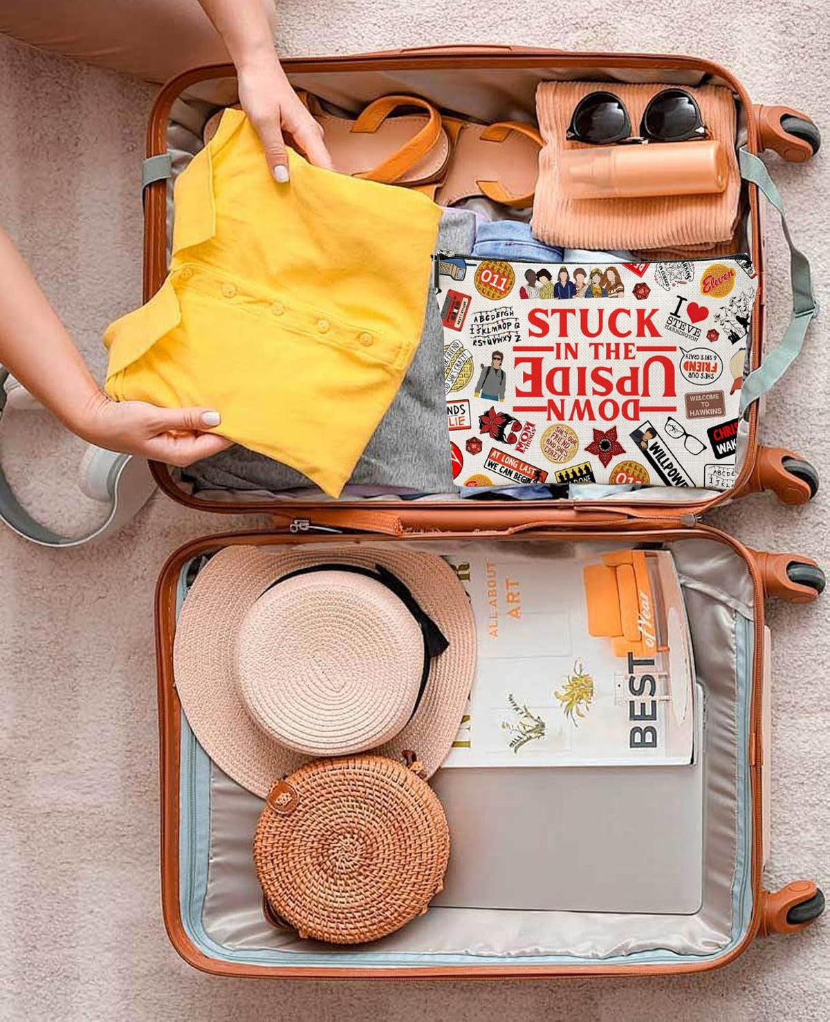 Byqone pouch inside a travel purse showing convenience for trips benefit