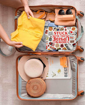 Byqone pouch inside a travel purse showing convenience for trips benefit