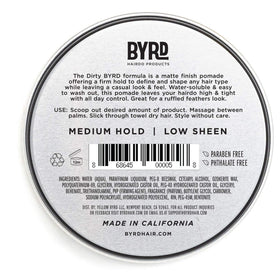 BYRD matte pomade open jar close-up showing creamy texture for easy styling