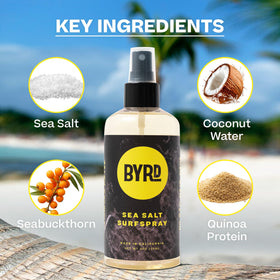 BYRD spraying mist demonstrating fine texture and easy application benefit