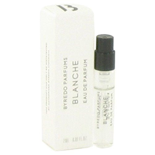 Byredo Blanche vial front view showing compact sample and easy testing benefit