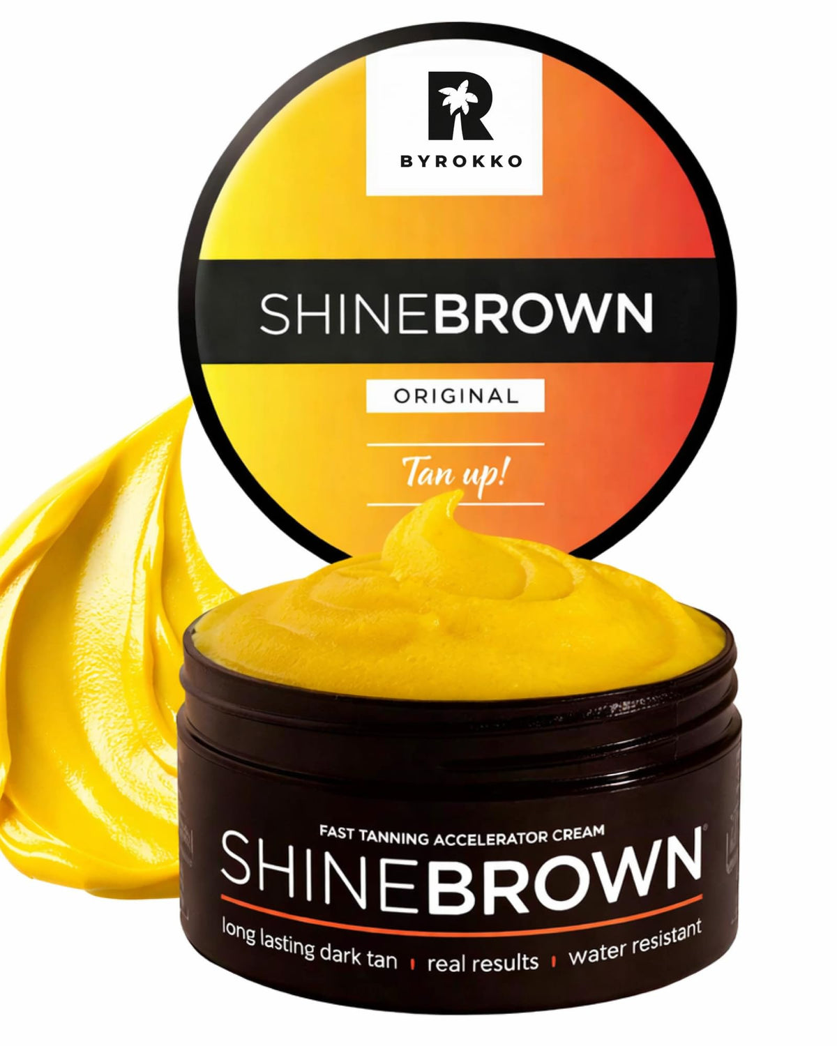 BYROKKO SHINEBROWN front packaging showing product and size benefit