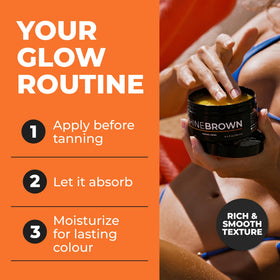 BYROKKO SHINEBROWN inside tanning salon by tanning bed for indoor use benefit