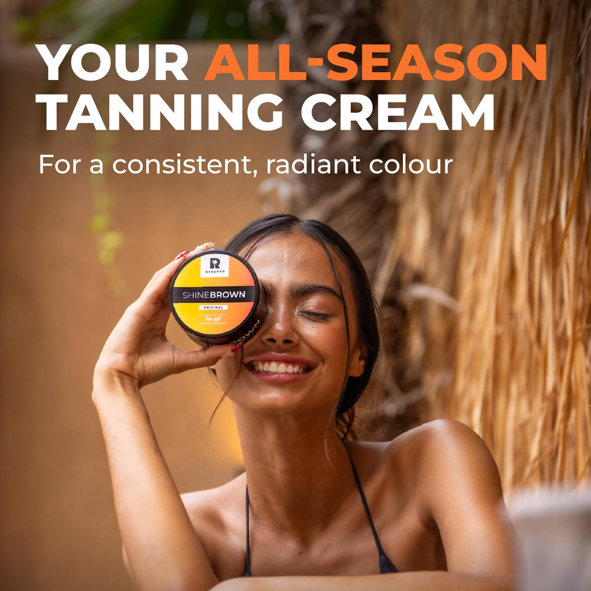 BYROKKO SHINEBROWN water-resistant test on towel showing lasting coverage benefit