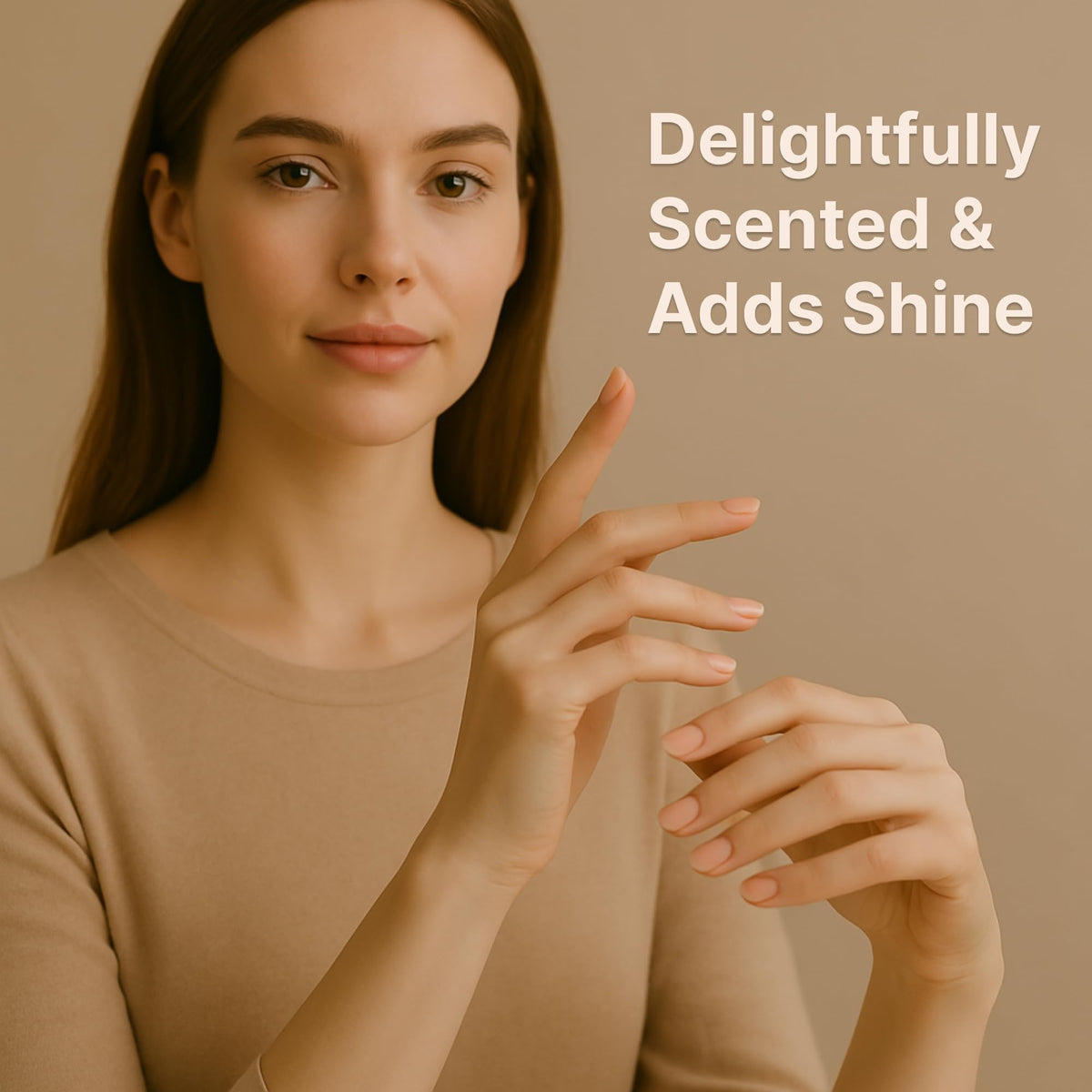 C CARE sweet almond ingredient display, natural nutrients supporting healthier cuticles