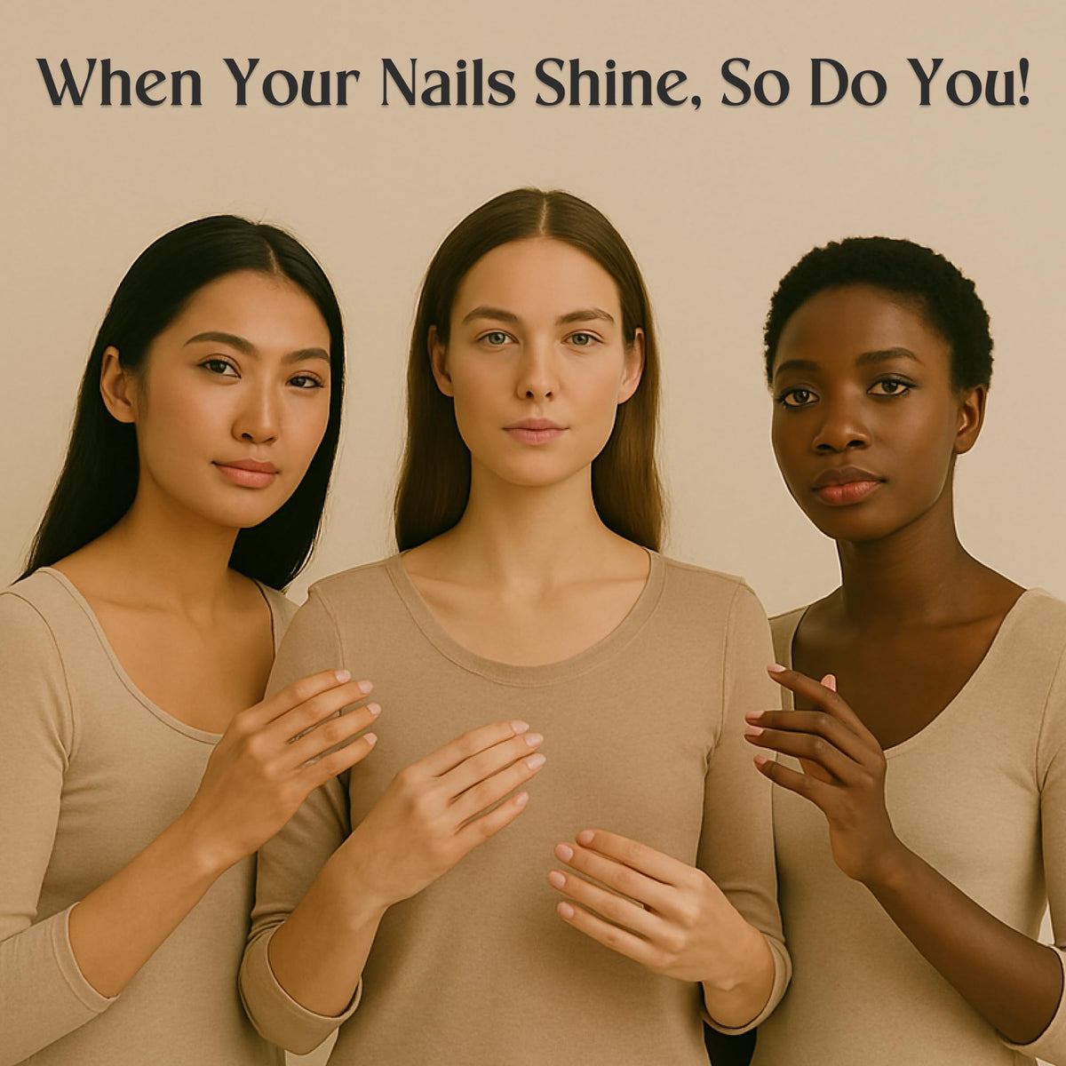 C CARE nails before and after treatment, visible improved hydration and strengthened nails