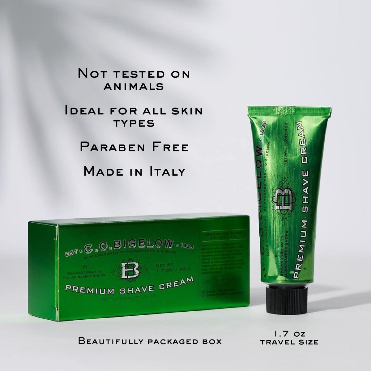 C.O. Bigelow tubes packed inside travel toiletry bag for convenient portability