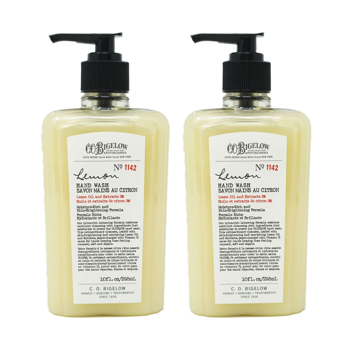C. O. Bigelow ingredient label highlighting lemon and aloe benefits