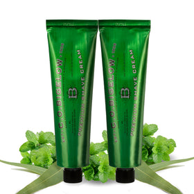 C. O. Bigelow open tub with rich lather for smooth shave