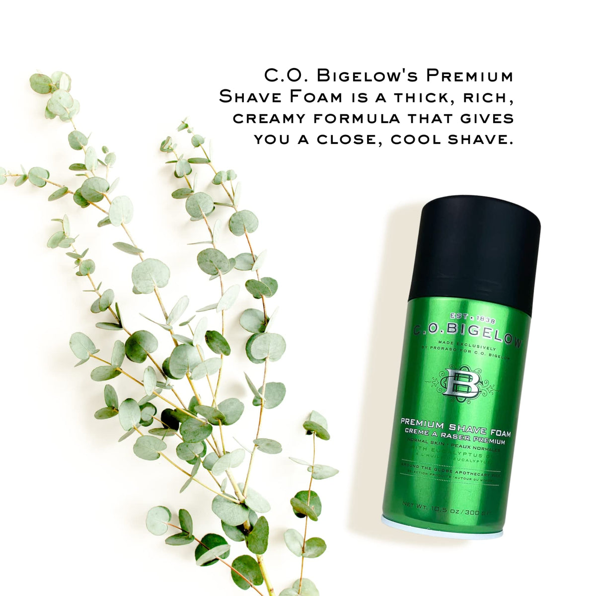 C. O. Bigelow ingredients label highlighting natural oils and soothing benefits