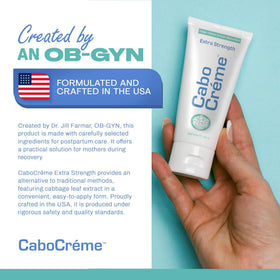 Cabocreme label showing active ingredients for effective engorgement support