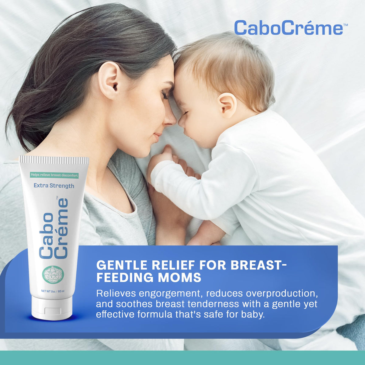 Cabocreme on a bedside table among baby items showing nighttime comfort