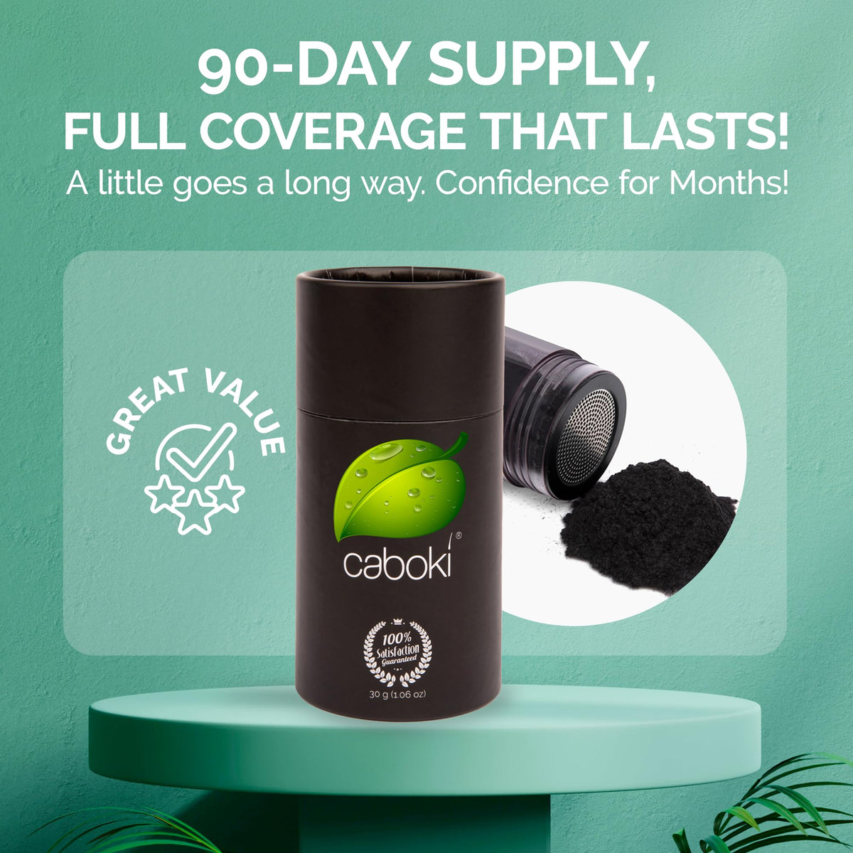 Caboki fiber texture close-up displaying natural plant-based particles for coverage
