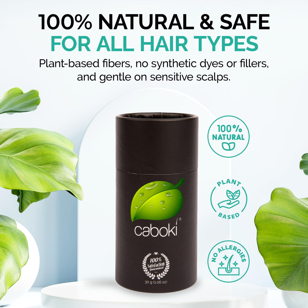 Bottle in hand for size comparison showing Caboki 30g travel-friendly benefit