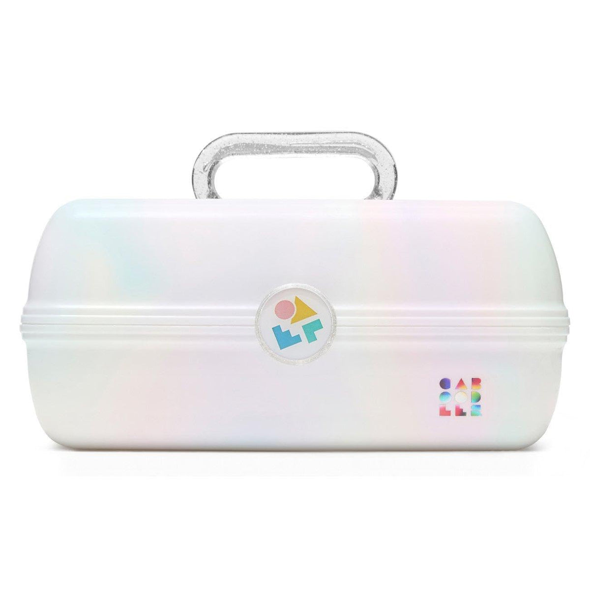 Caboodles front open view showing mirror and compartments for easy travel organization