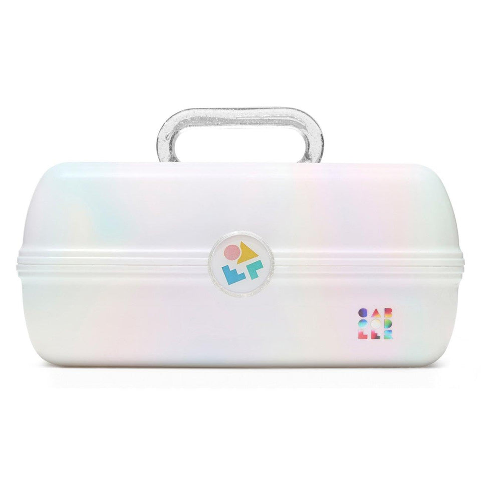 Caboodles front open view showing mirror and compartments for easy travel organization