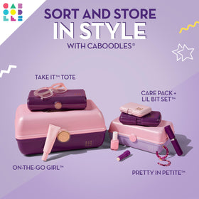 Caboodles sturdy handle and secure latch for safe transport and protection