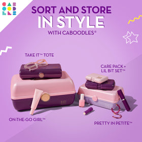 Caboodles close-up of glitter texture highlighting durable finish and eye-catching aesthetic