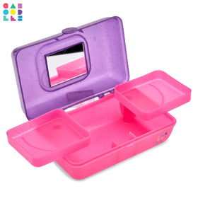 Caboodles placed in a tote bag illustrating travel-friendly size and easy grab-and-go benefit
