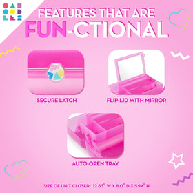 Caboodles removable tray detail illustrating flexible storage options