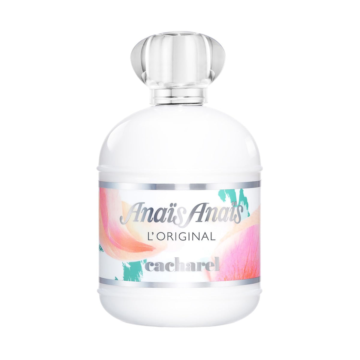 Cacharel Anais Anais front bottle showing elegant white opaline design and classic appeal