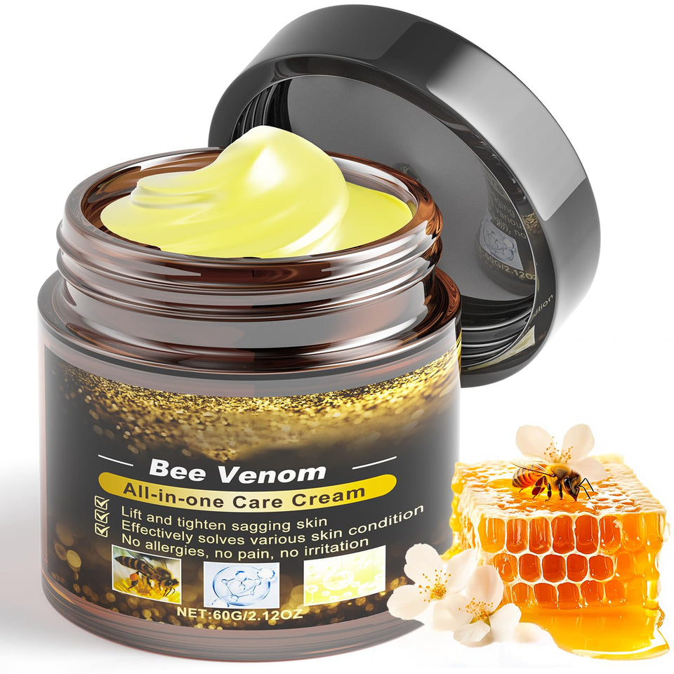 Caderno Inteligente front packaging showing compact bee venom cream, travel-ready benefit