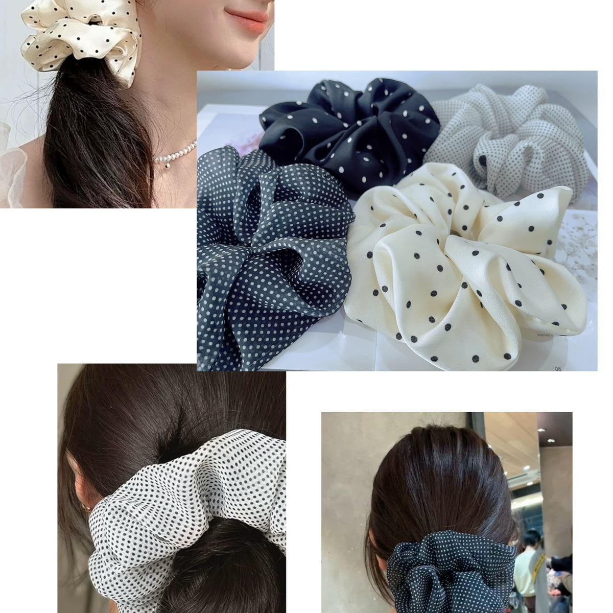 CAFUDEYE model wearing scrunchie in outfit, stylish everyday benefit