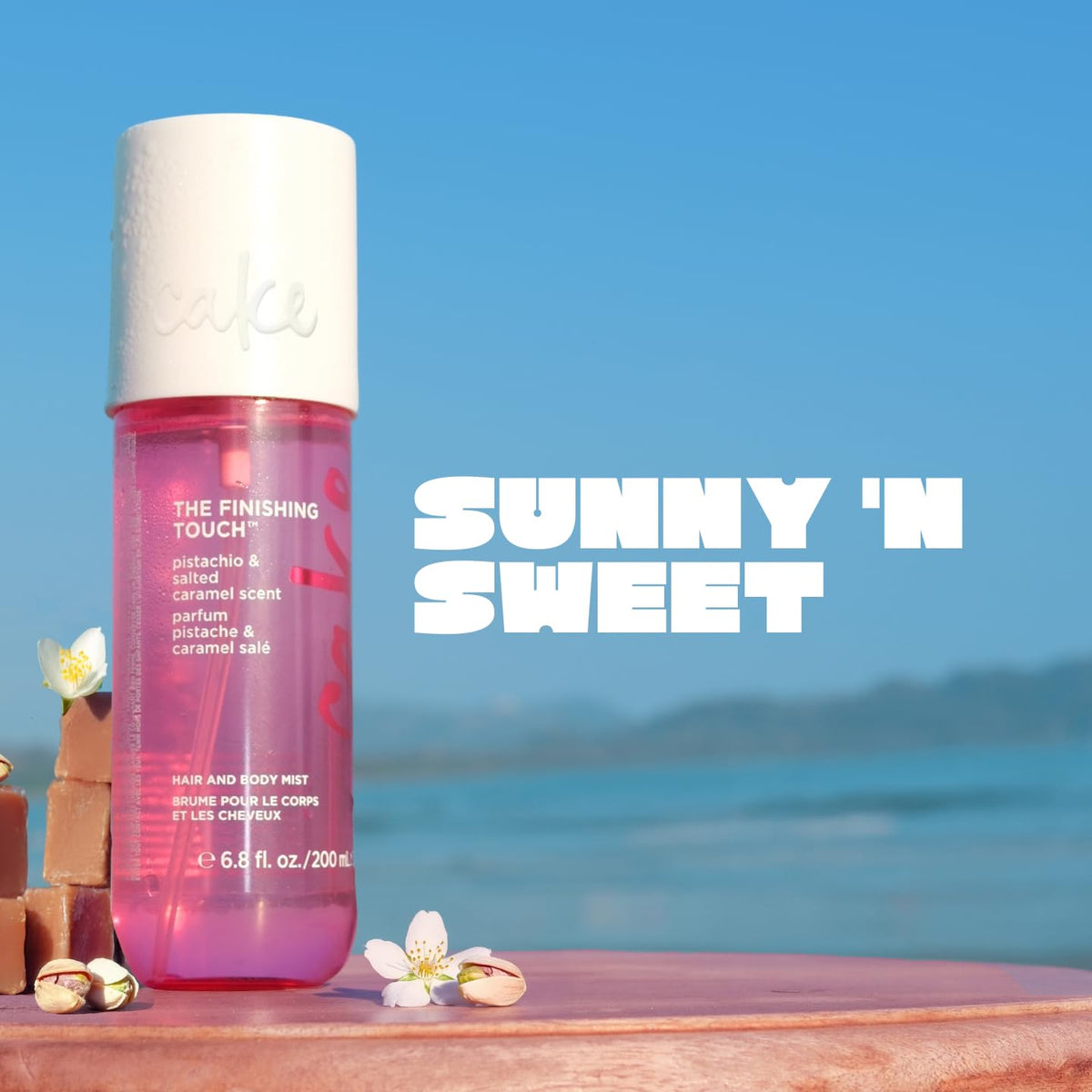 Cake Beauty bottle next to ruler showing 200 mL size and portability