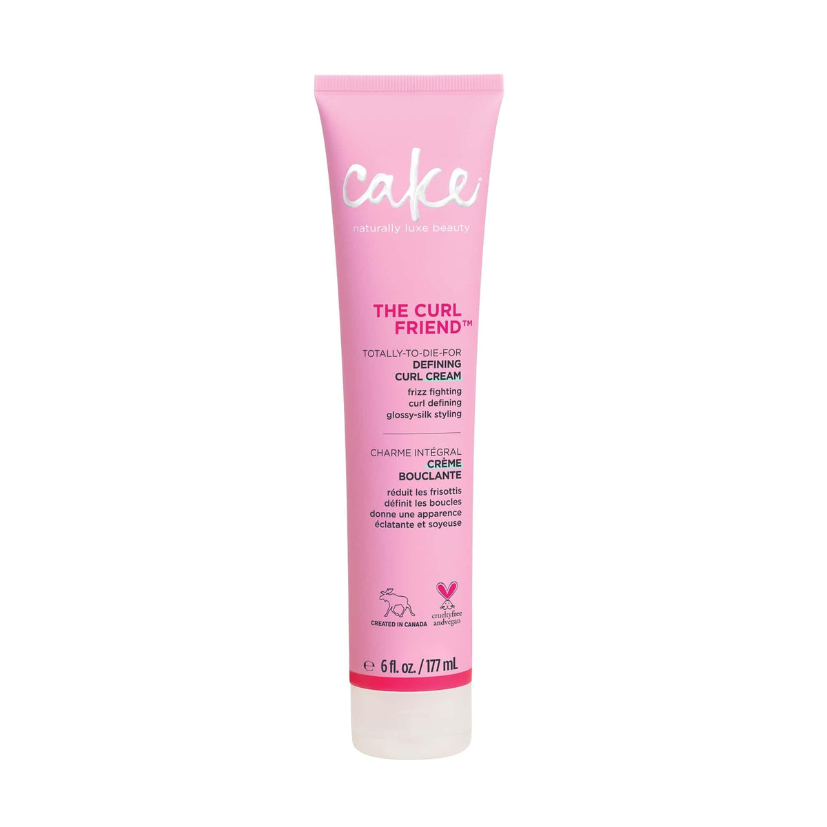 Cake Beauty front packaging of Curl Friend cream showing product label and size benefits
