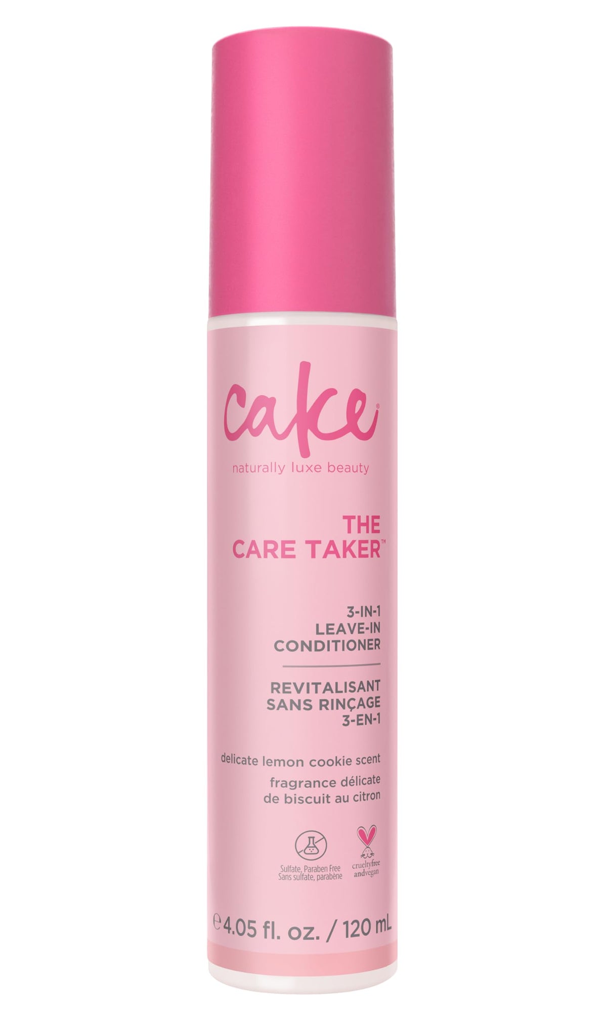 Cake Beauty front bottle showing label and size for quick identification
