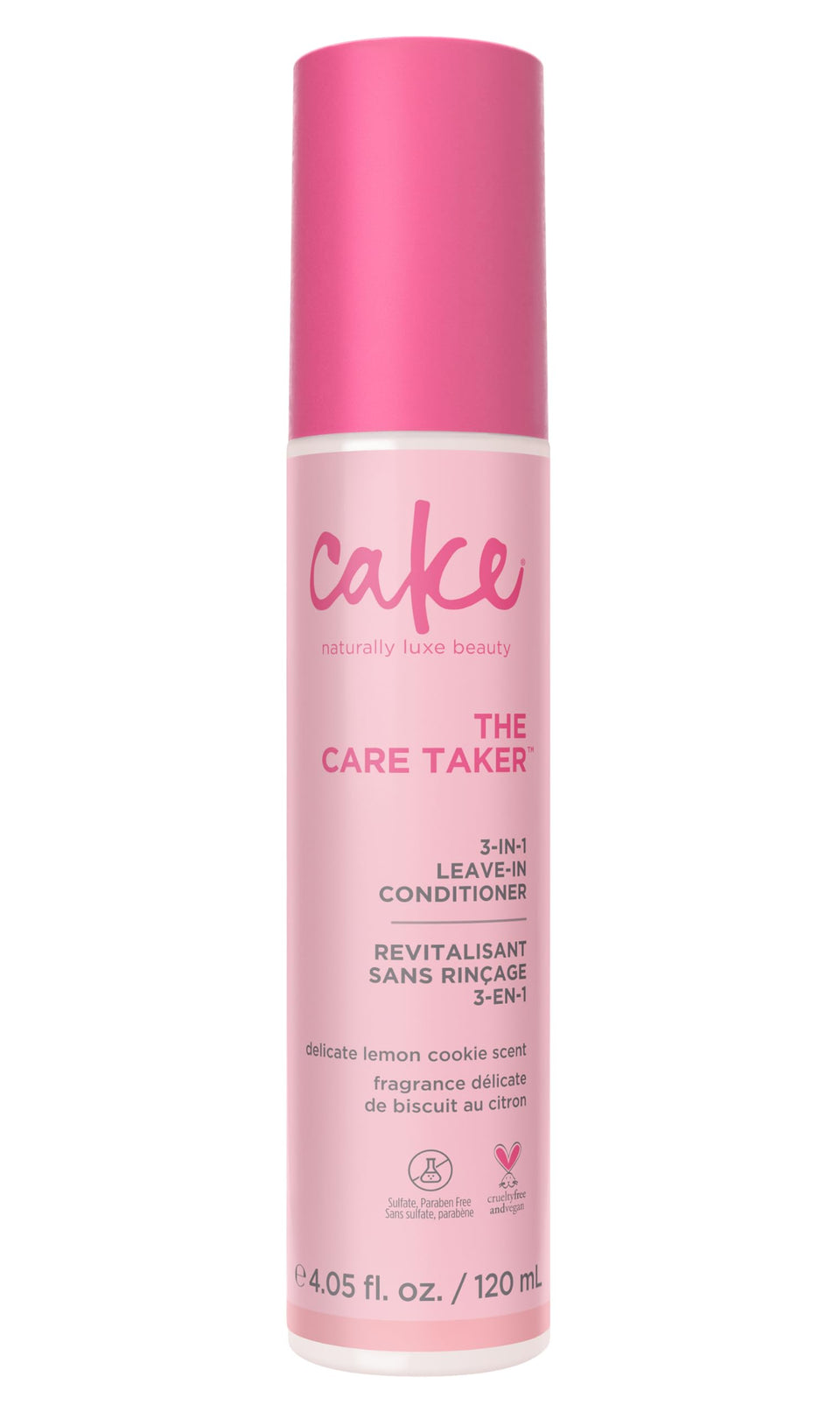 Cake Beauty front bottle showing label and size for quick identification