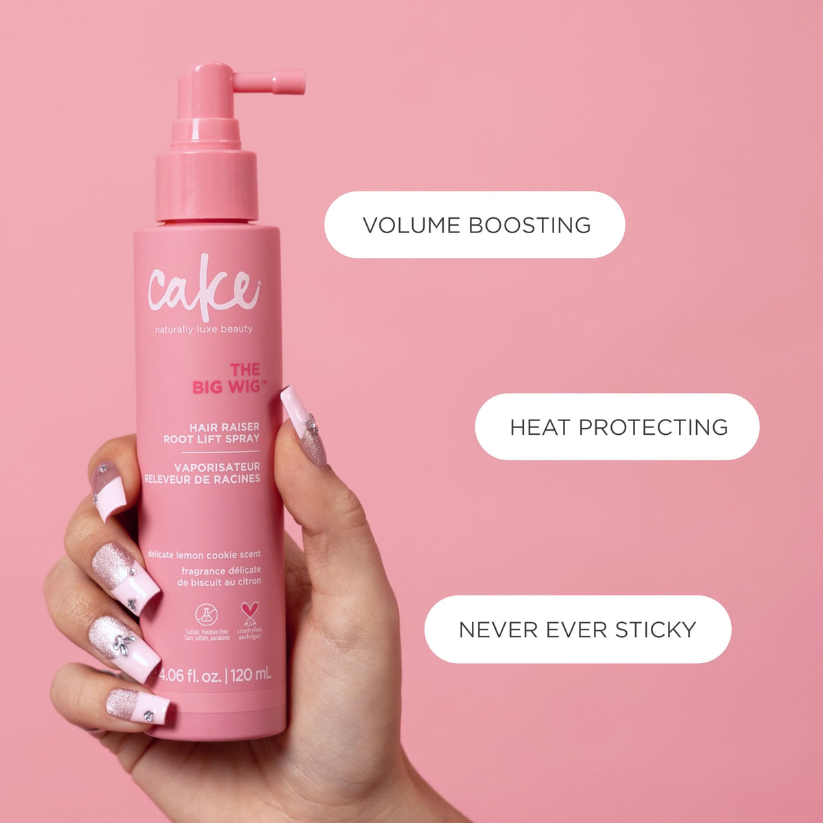 Cake Beauty product label showing ingredient claims and vegan cruelty-free badges