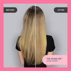 Cake Beauty bottle in hand applying spray to hair for controlled, frizz-free styling