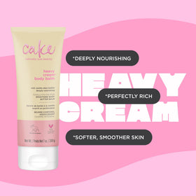 Cake Beauty 7 oz bottle next to hand to show portable size benefit