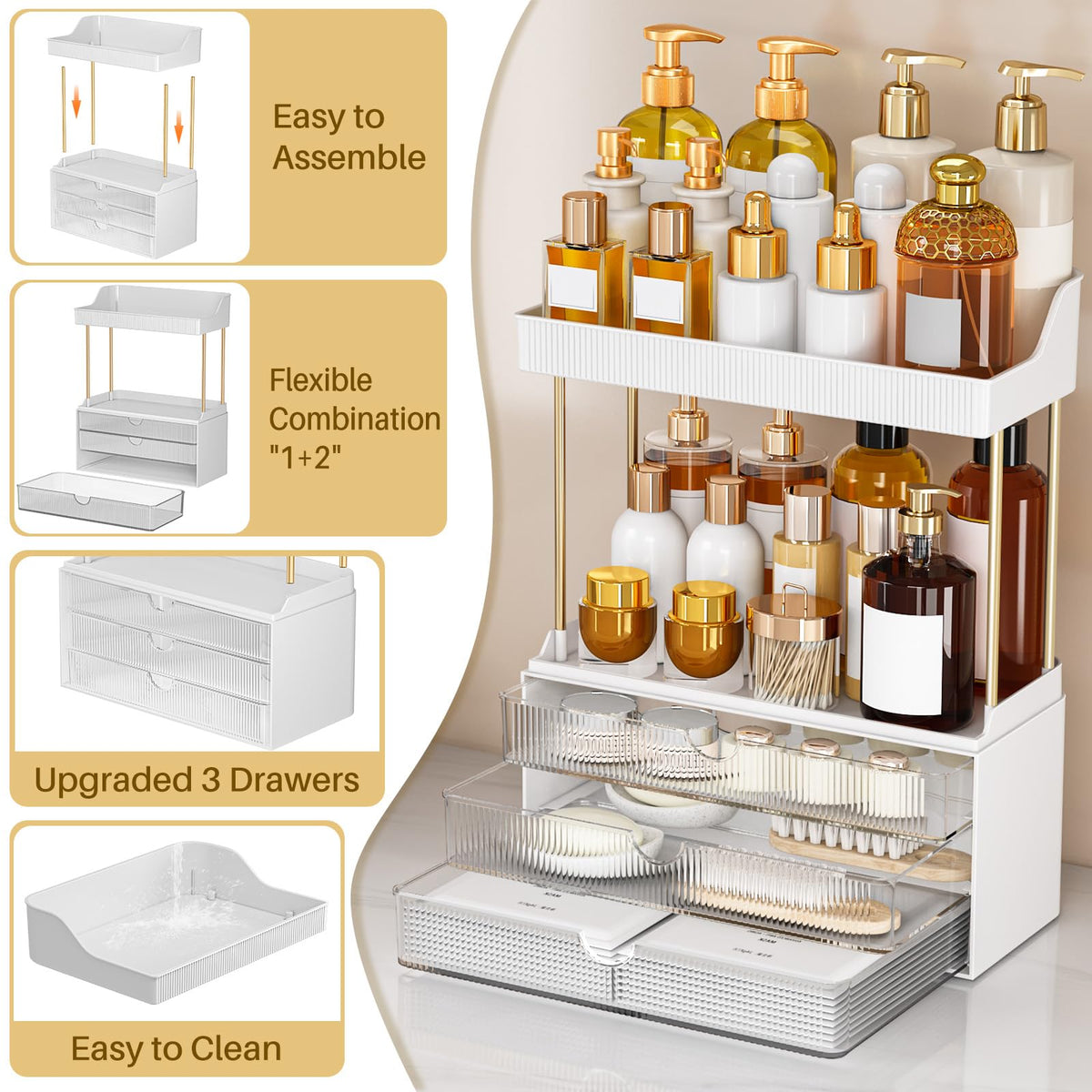 caktraie top open shelves with perfumes for quick-access storage benefit