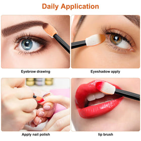 Cakvank applicator in use applying eyeshadow, quick hygienic touchups