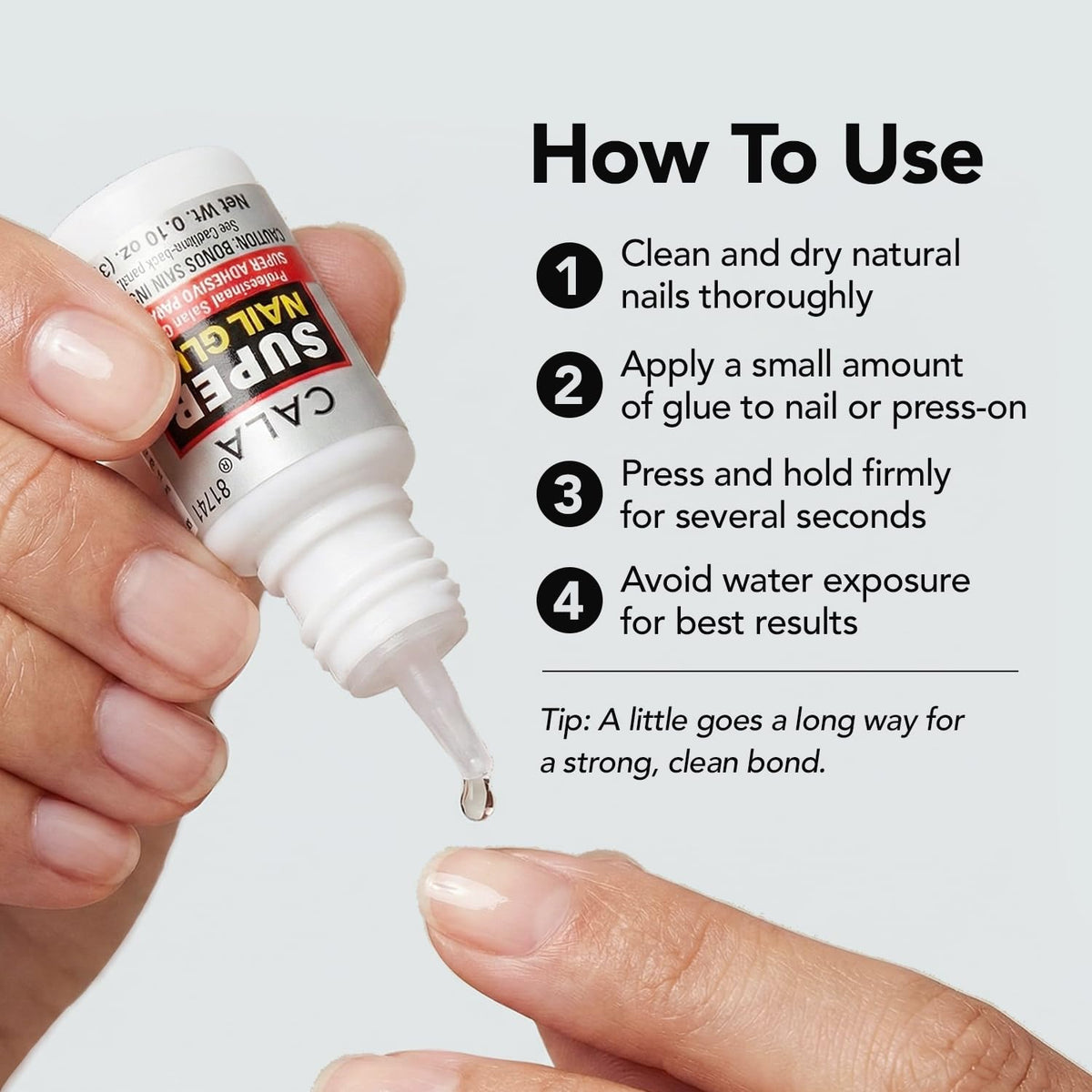 CALA glue drop texture demonstrating fast-dry consistency and strong bond