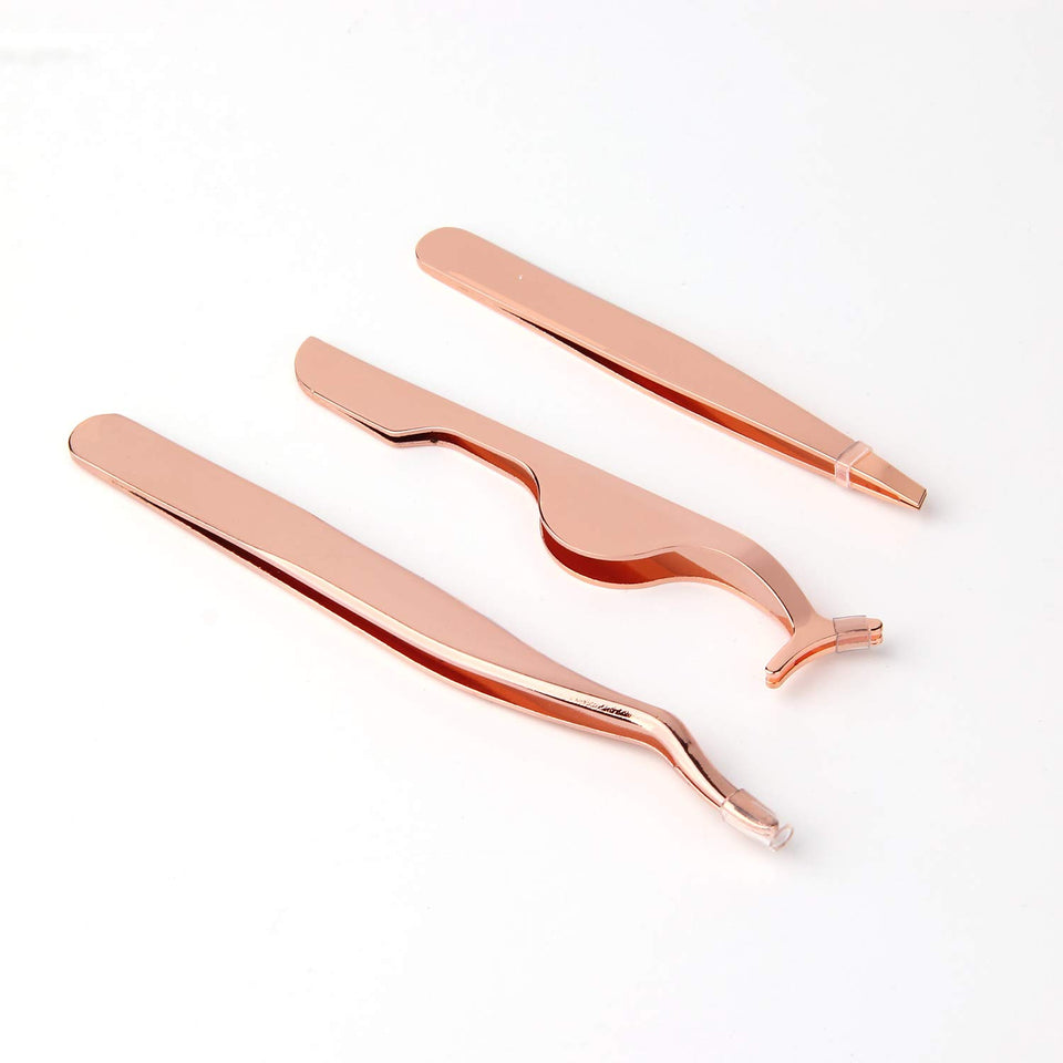 calary front packaging showing rose-gold eyelash tool kit, convenient gift