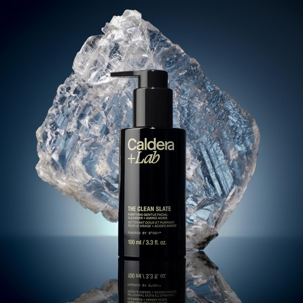 Caldera + Lab foam being poured into a hand showing lightweight, hydrating lather