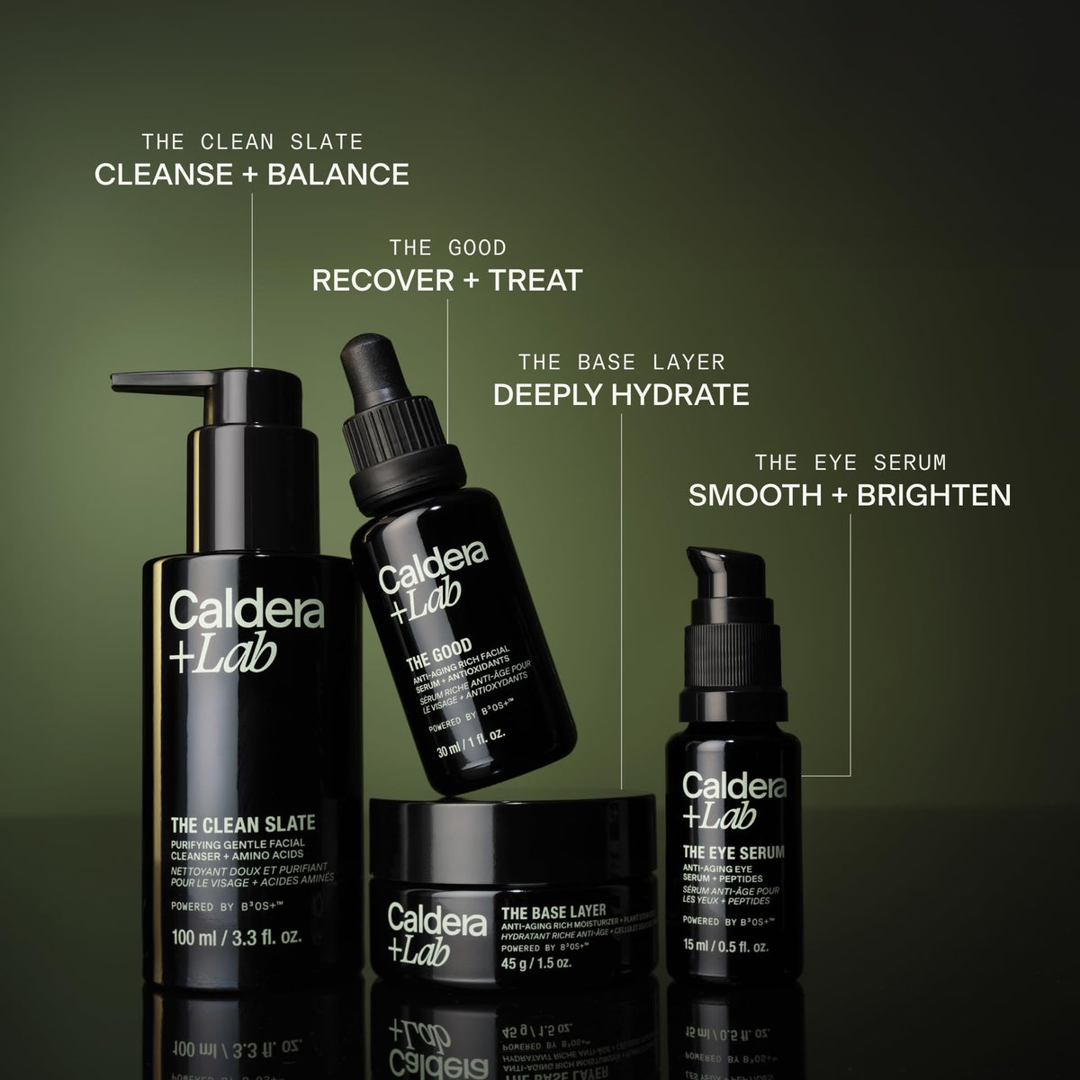 Caldera + Lab Clean Slate pump close-up illustrating gentle cleansing action
