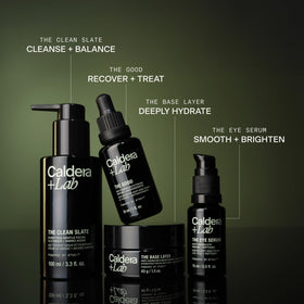 Caldera + Lab Clean Slate pump close-up illustrating gentle cleansing action